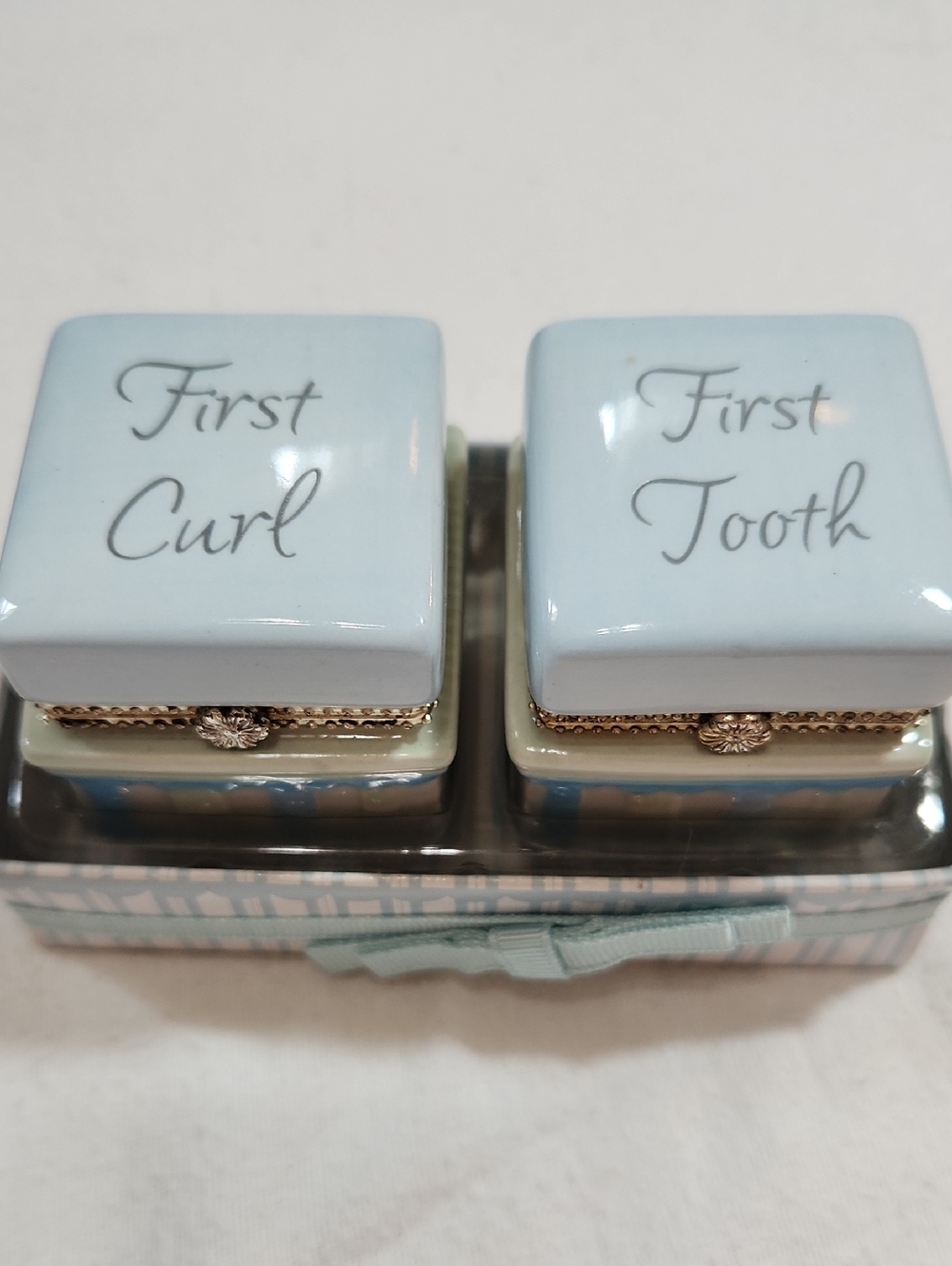 Baby Boy Tooth And Curl Keepsake Boxes